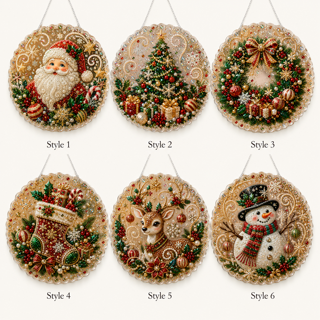 🎄 LAST DAY 49% OFF – ✨ Christmas Pearl Diamond Art Hanging Ornament Kit 🎅💎