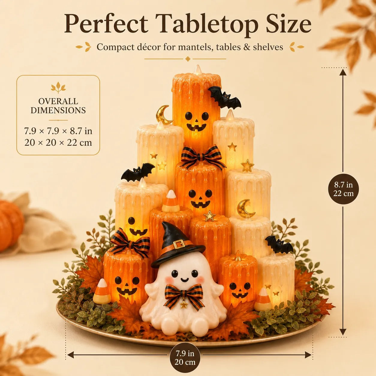 🎃 Cozy Autumn Pumpkin Candle Tower | Led Flameless Holiday Decor 🕯️