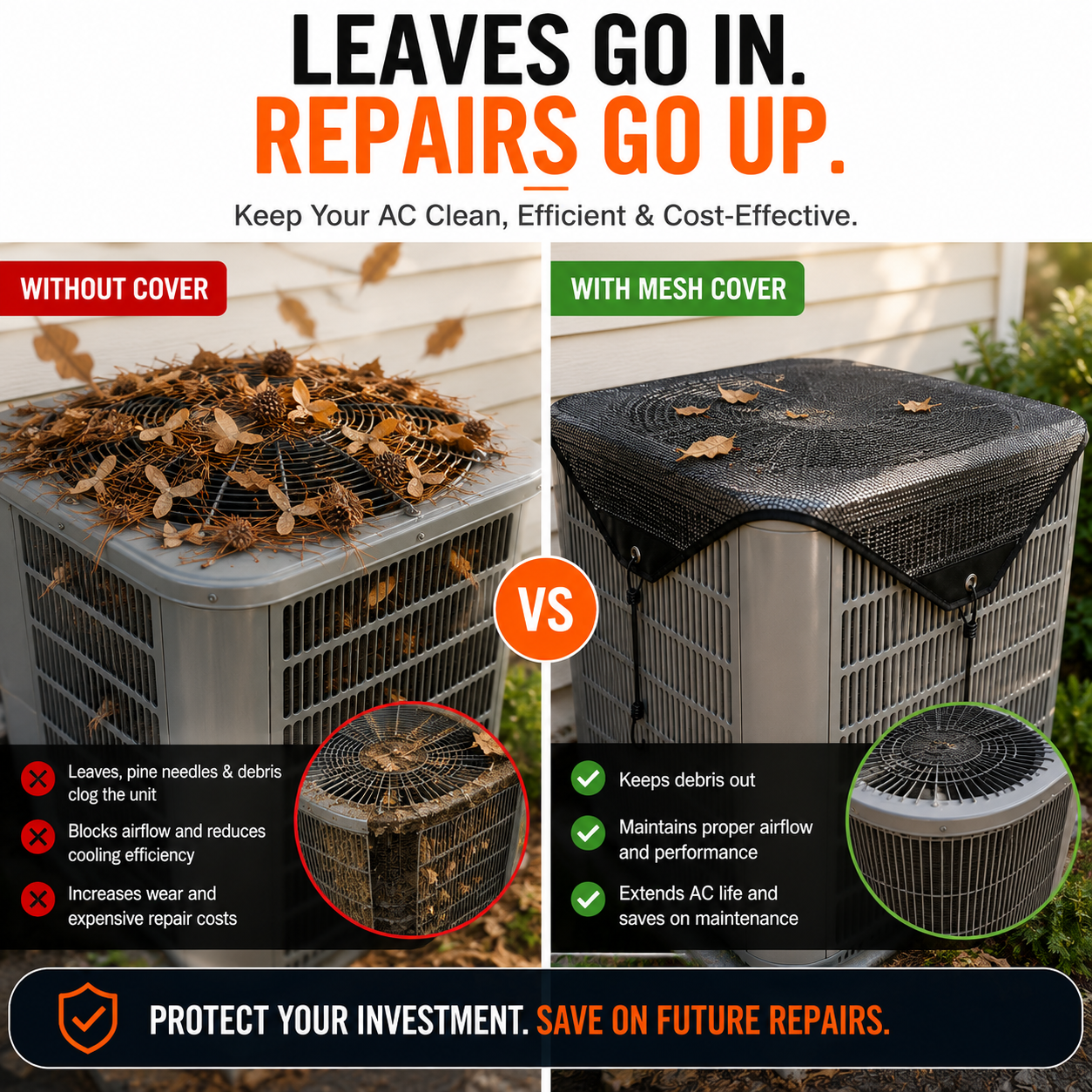 🍂Outdoor Air Conditioner Mesh Cover | Protect Your AC From Leaves & Debris