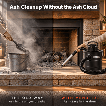 🔥 MENDTIDE Fireplace Ash Vacuum – 20 L Steel Drum, 1200 W