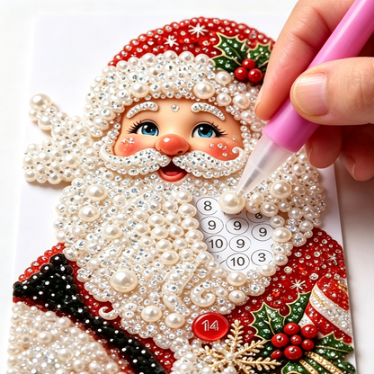 🎄 Christmas 3D Wooden House Diamond Painting Kit – DIY Gem Art