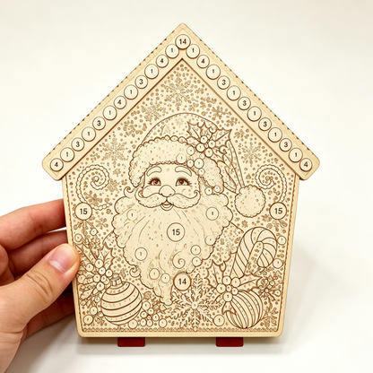 🎄 Christmas 3D Wooden House Diamond Painting Kit – DIY Gem Art