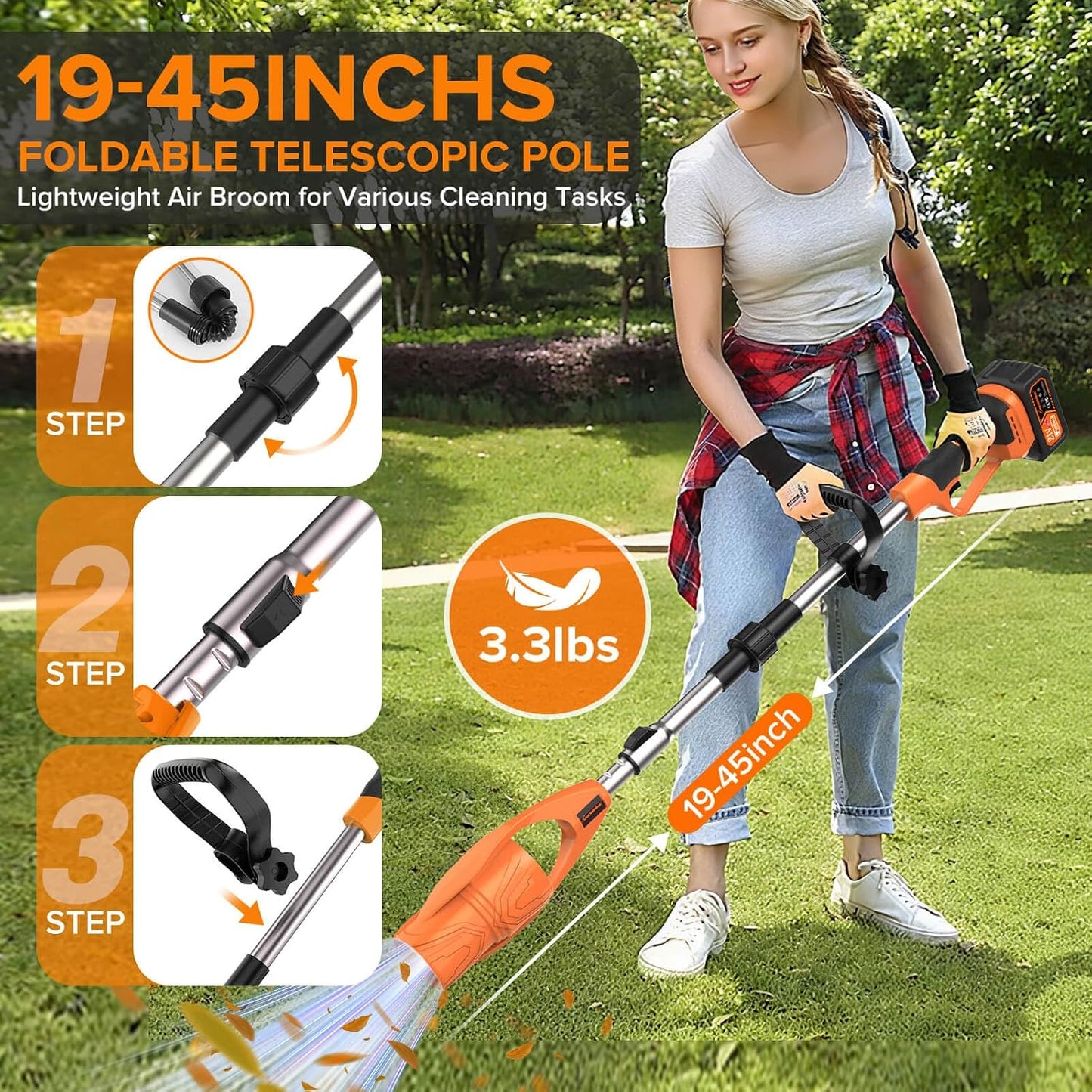 LELUMP™ Handheld Cordless Leaf Blower with Adjustable & Foldable Pole