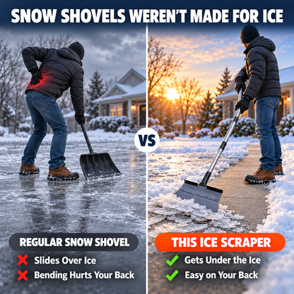 ❄️ Driveway Ice Scraper with 63-Inch Long Handle