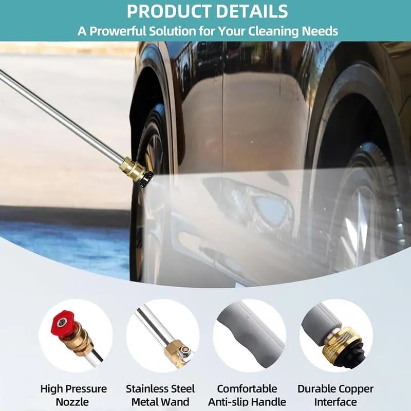 💦 Jet Nozzle Power Washer for Garden Hose - 8X High Pressure Cleaning
