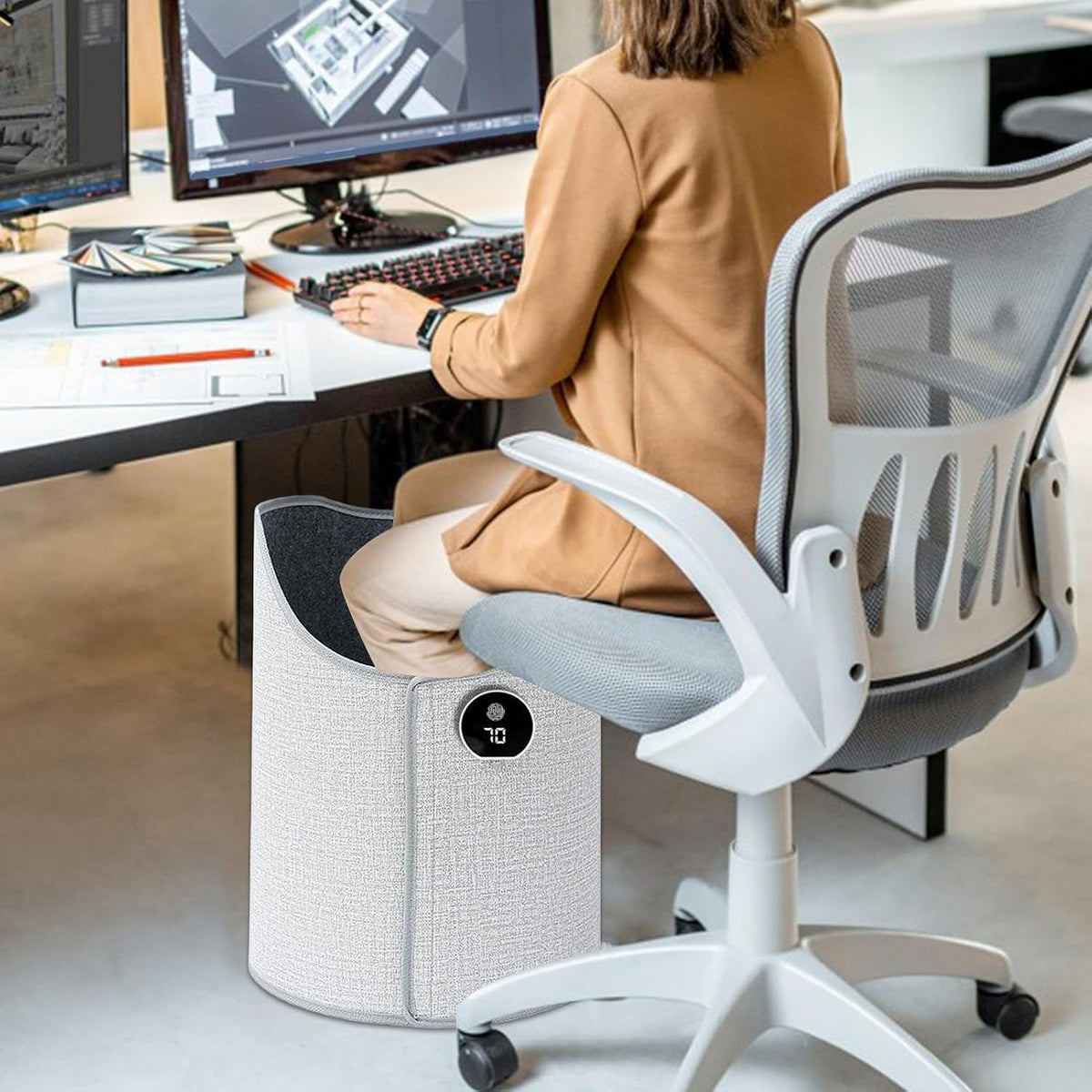 LELUMP™ 360° Electric Foot & Leg Warmer – 5-Level Under Desk Heater with Digital Display