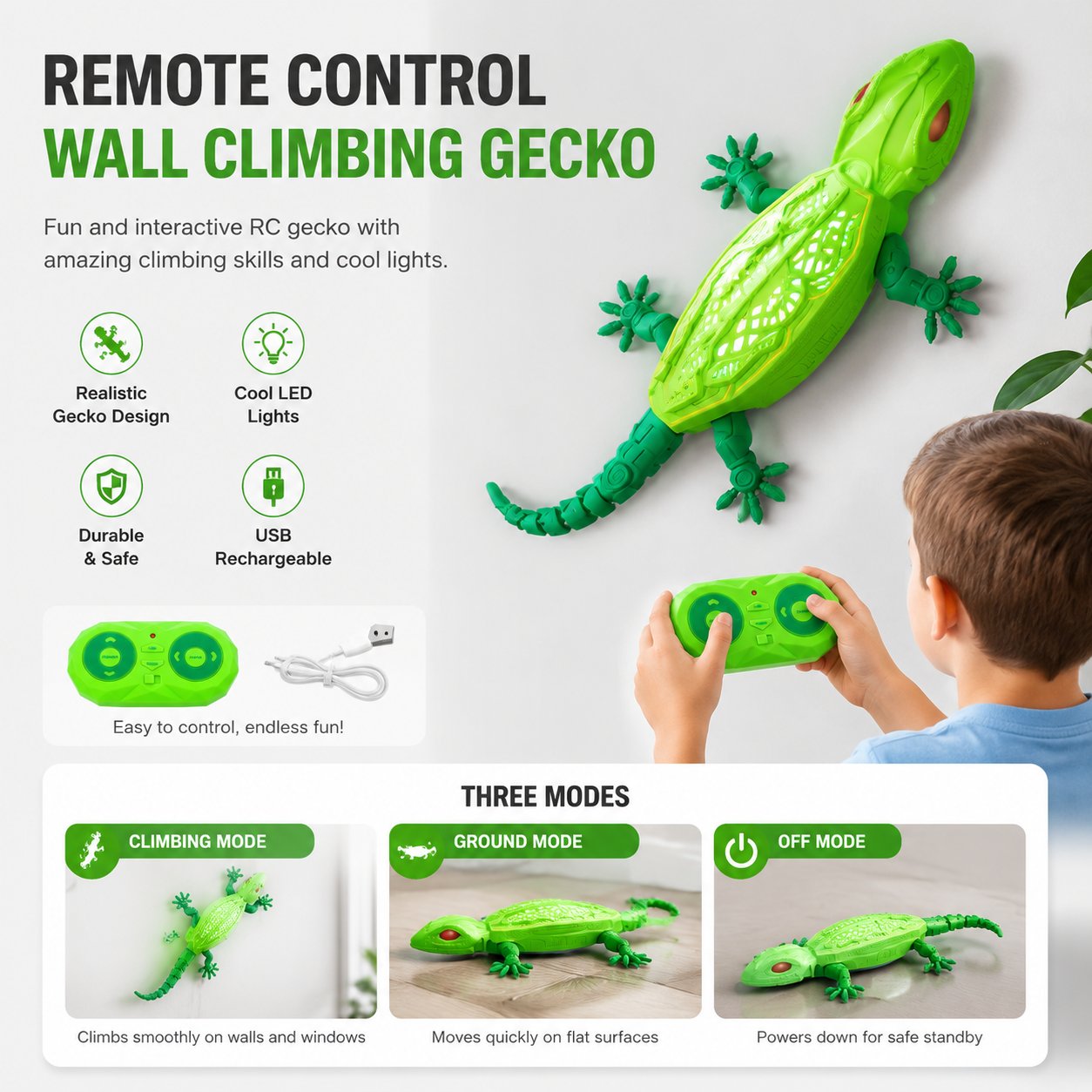 🦎Gecko Rush Remote Control Wall Climbing Lizard Toy — Ceiling & Floor Crawler