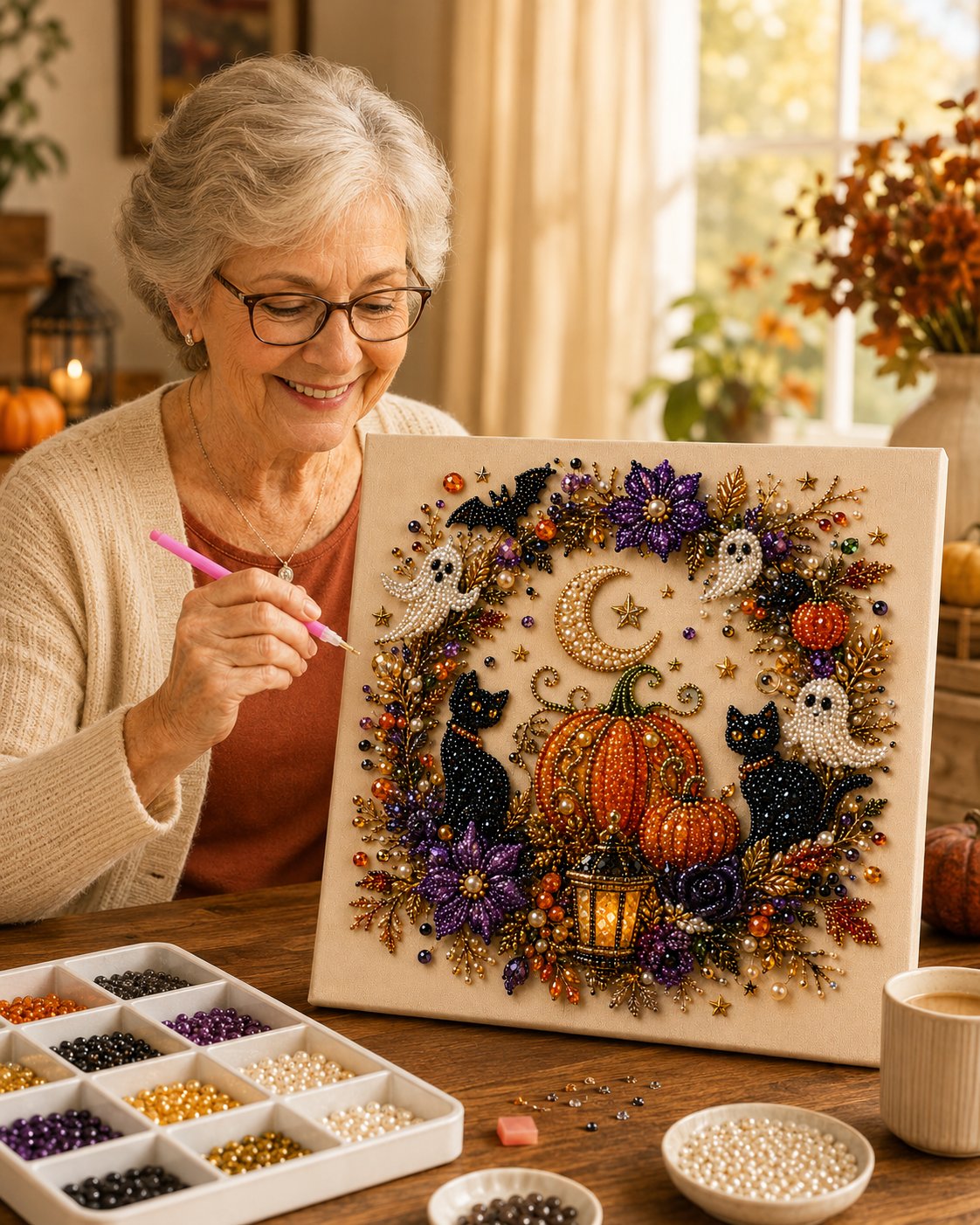 🔥Limited time 70% OFF - 👻✨ Halloween Pearl Art DIY Kit – Turn Tiny Pearls into Spooky-Cute Magic