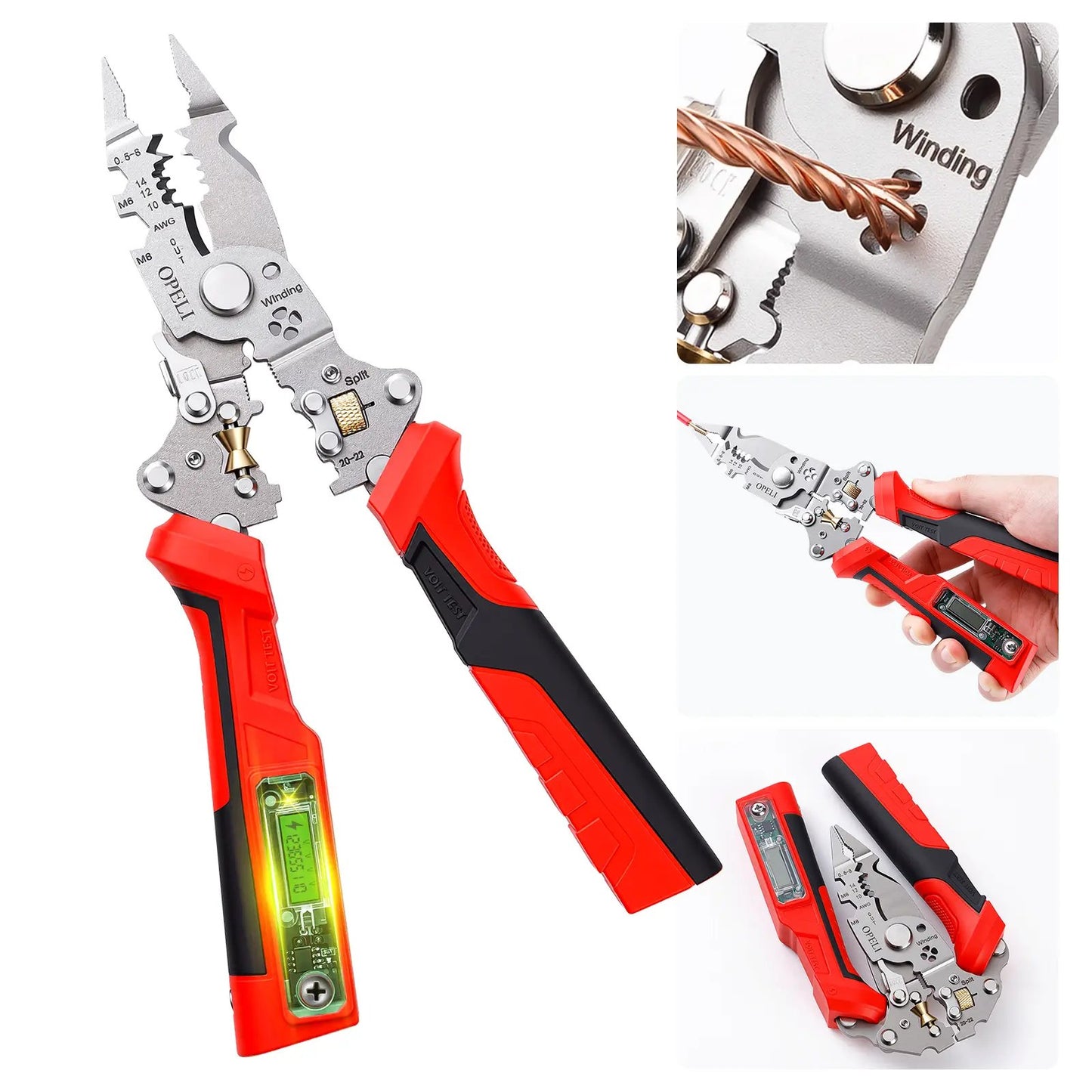 ⚡ 16-in-1 Electrical Pliers with Voltage Tester - Heavy-Duty Wire Stripper for Pros & DIYers!