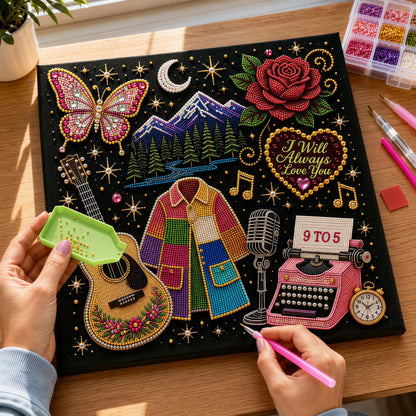 🎤Dolly Country Music 3D Pearl Art Kit – DIY Diamond Painting