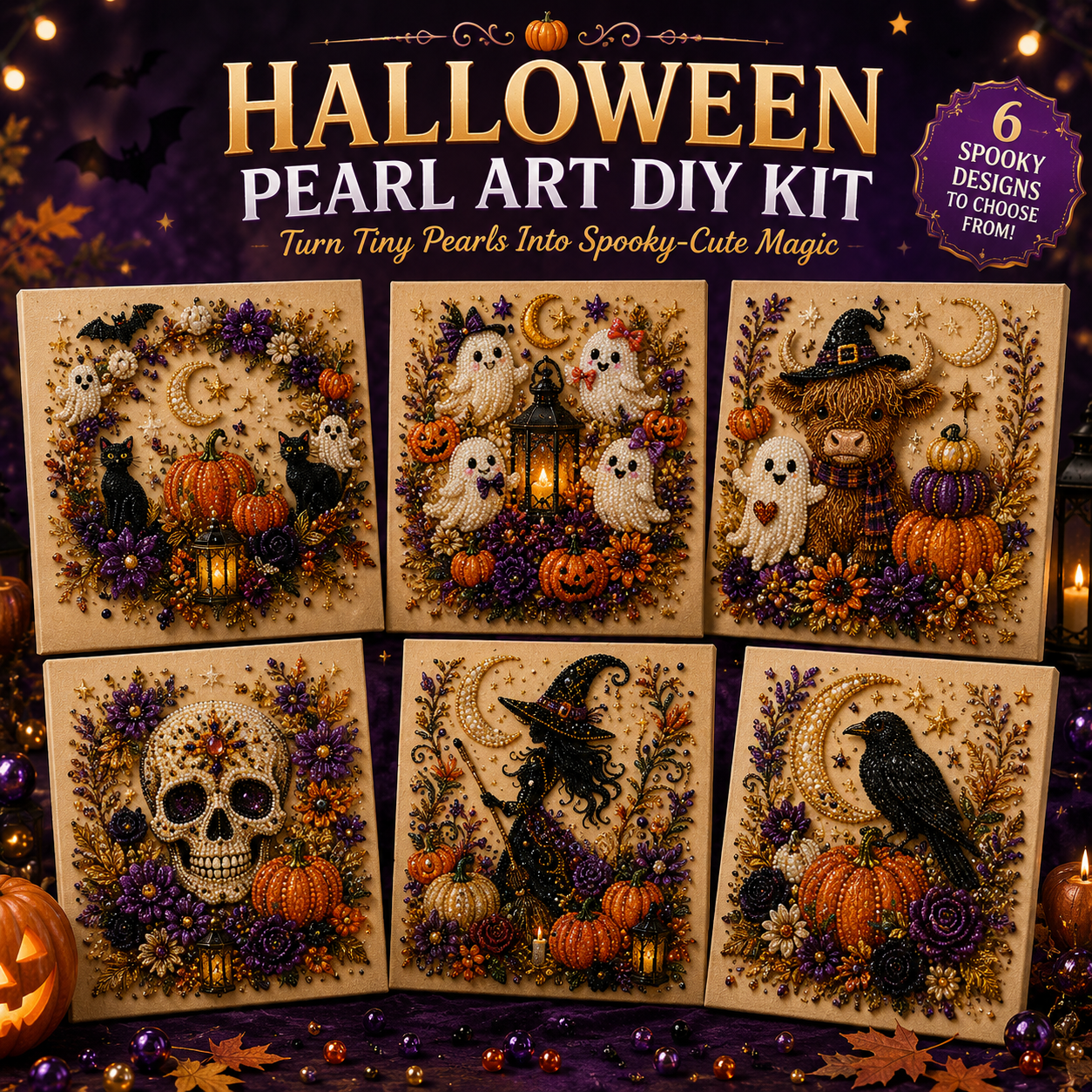 🔥Limited time 70% OFF - 👻✨ Halloween Pearl Art DIY Kit – Turn Tiny Pearls into Spooky-Cute Magic