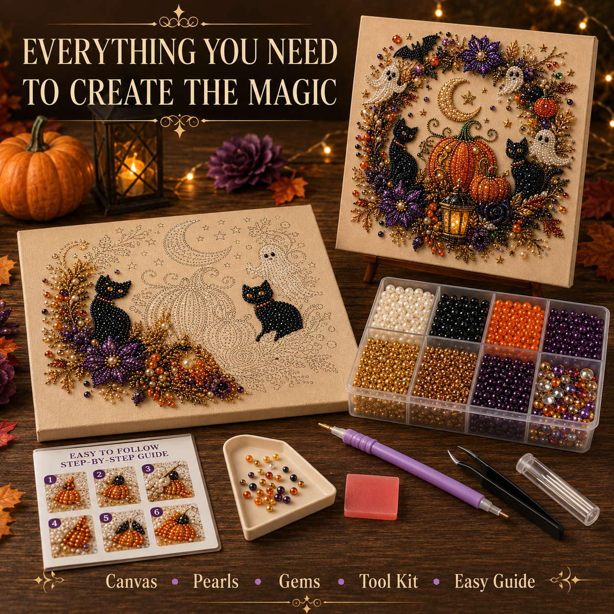🔥Limited time 70% OFF - 👻✨ Halloween Pearl Art DIY Kit – Turn Tiny Pearls into Spooky-Cute Magic