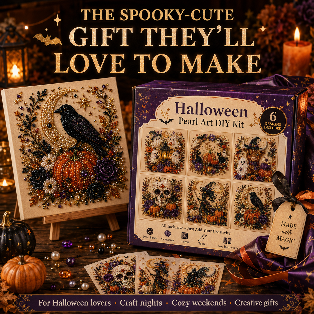 🔥Limited time 70% OFF - 👻✨ Halloween Pearl Art DIY Kit – Turn Tiny Pearls into Spooky-Cute Magic