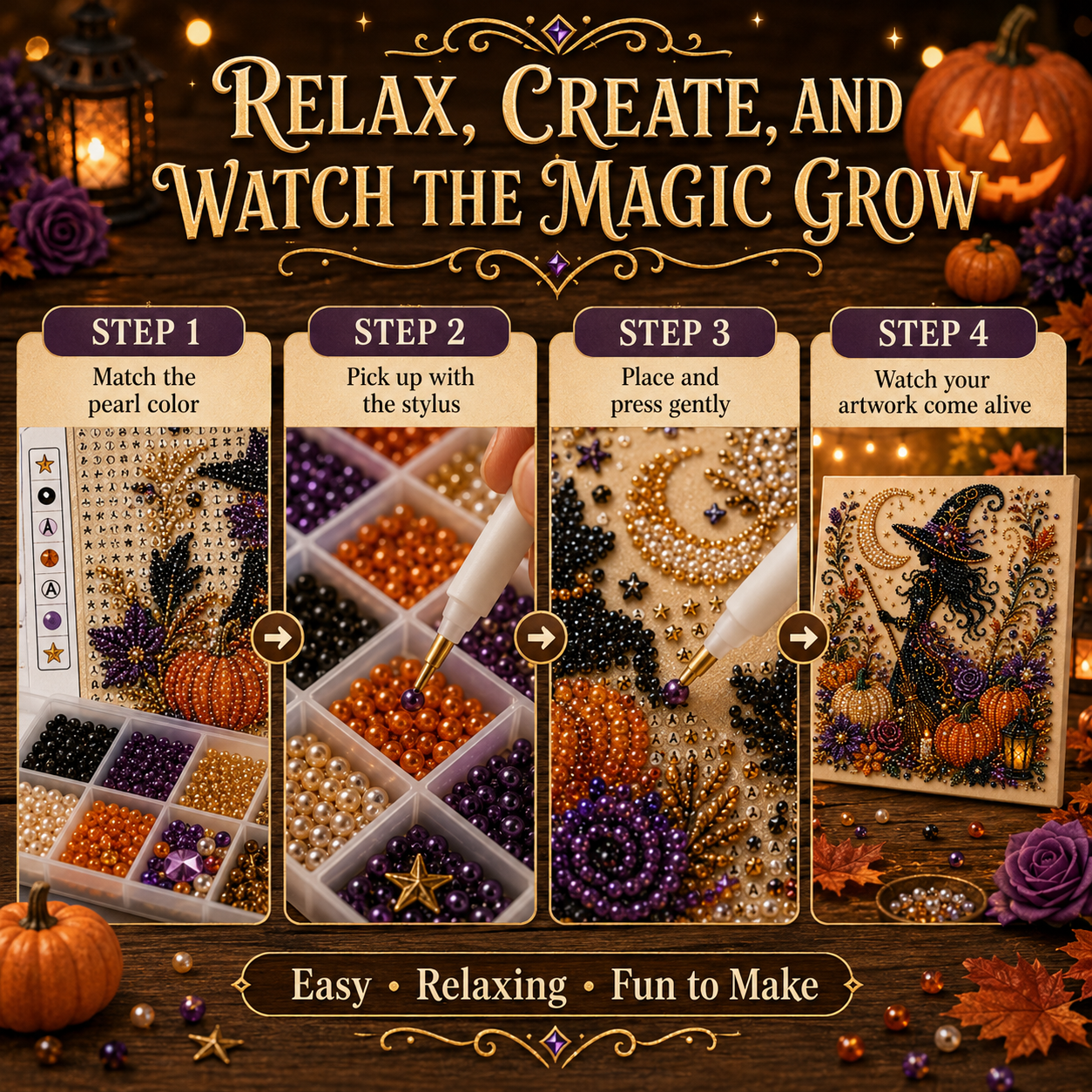 🔥Limited time 70% OFF - 👻✨ Halloween Pearl Art DIY Kit – Turn Tiny Pearls into Spooky-Cute Magic