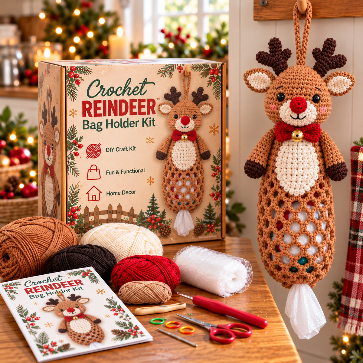 🎄 Merry Tidy Crochet™ – Christmas Bag Holder DIY Kit
