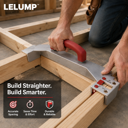 LELUMP™ 16" On-Center Stud Layout Tool | Adjustable Aluminum Framing Jig with Comfort Grip Handle