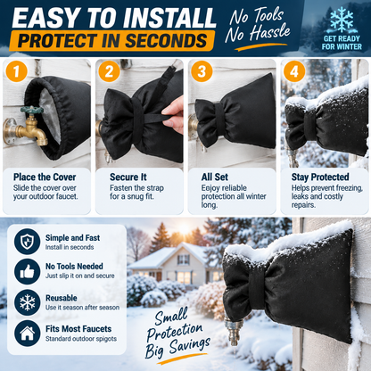 ❄️ Outdoor Faucet Cover | Winter Freeze Protection Insulated Spigot Protector