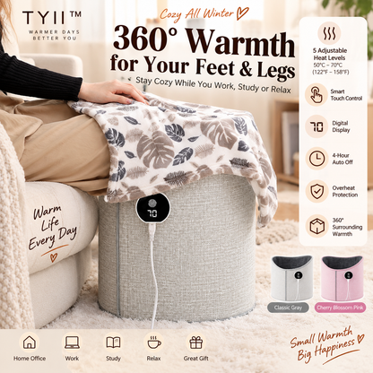 LELUMP™ 360° Electric Foot & Leg Warmer – 5-Level Under Desk Heater with Digital Display