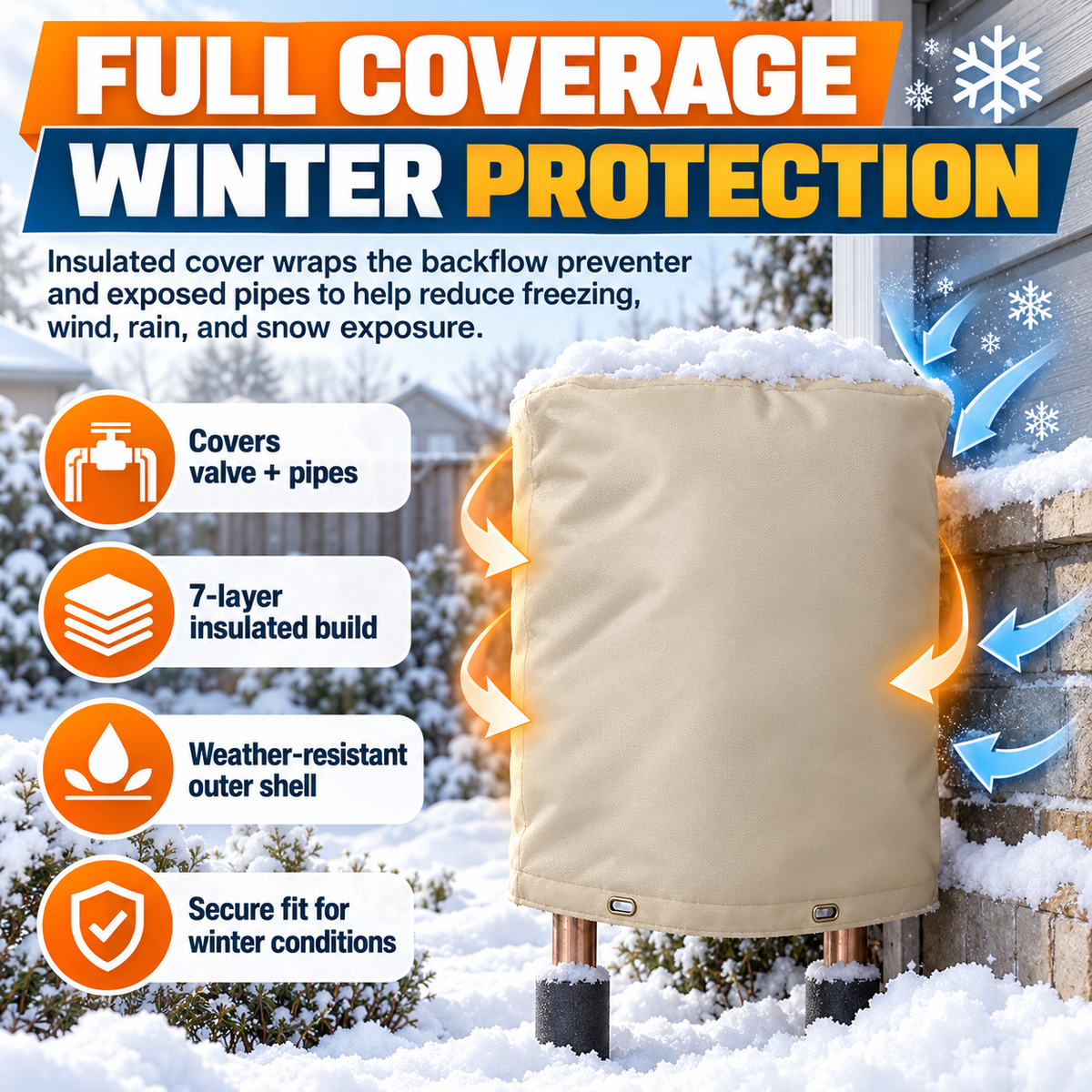 ❄️ 50% OFF Backflow Preventer Cover – 7-Layer Insulated Freeze Protection for Outdoor Pipes