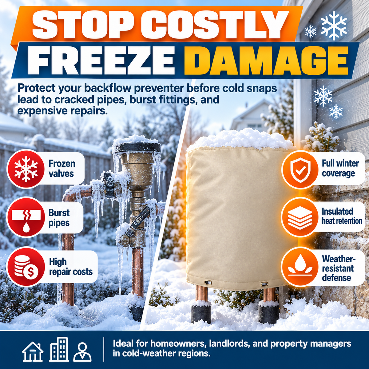 ❄️ 50% OFF Backflow Preventer Cover – 7-Layer Insulated Freeze Protection for Outdoor Pipes