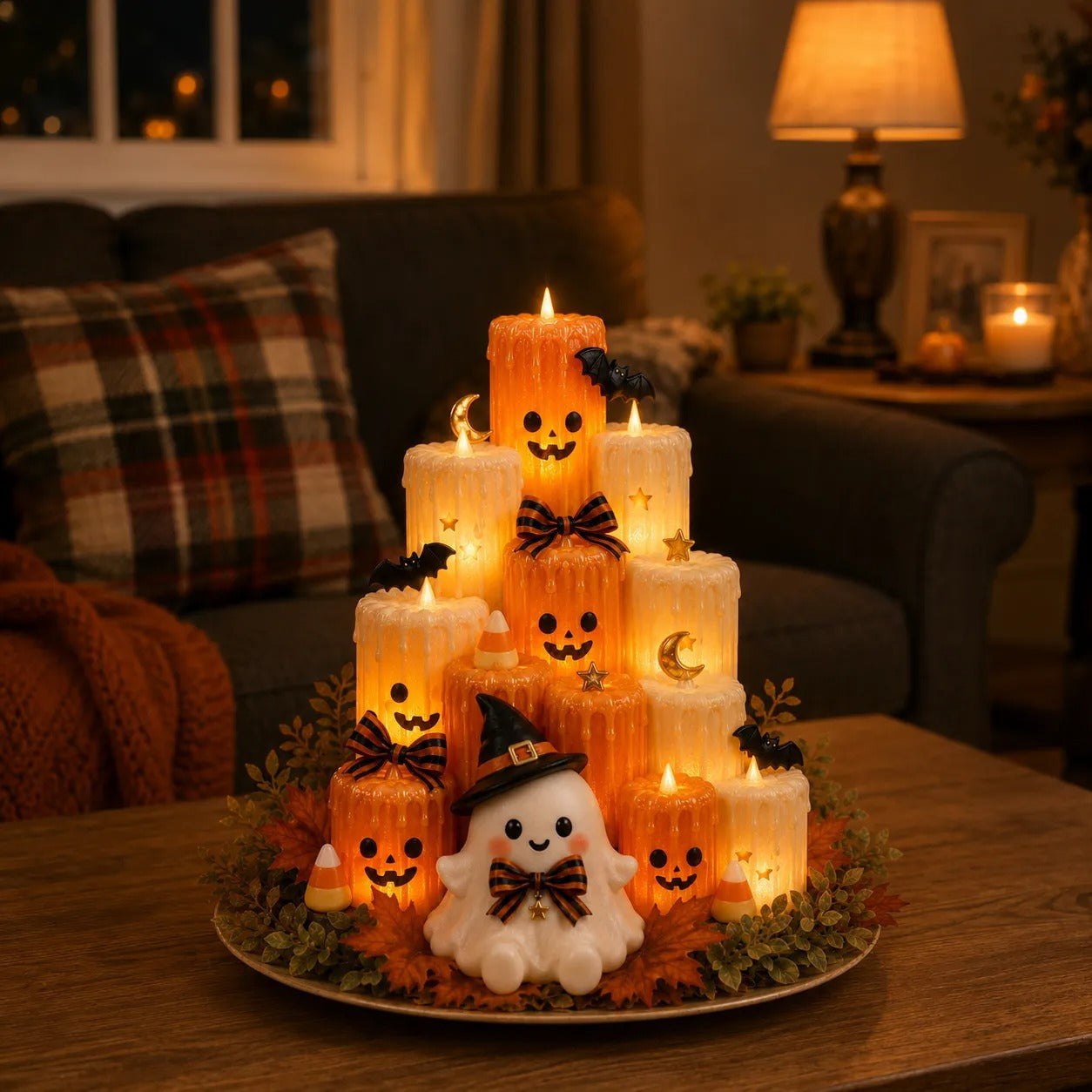 🎃 Cozy Autumn Pumpkin Candle Tower | Led Flameless Holiday Decor 🕯️