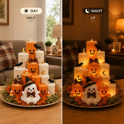 🎃 Cozy Autumn Pumpkin Candle Tower | Led Flameless Holiday Decor 🕯️