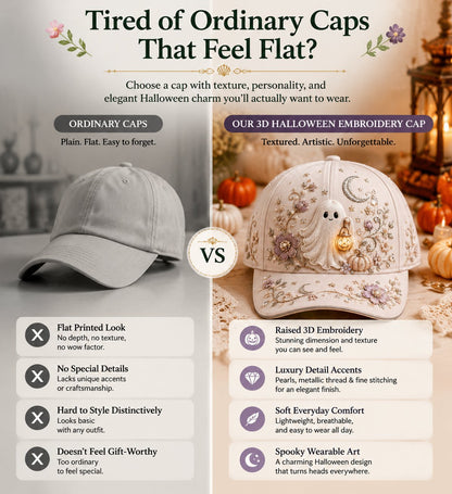 🎃 3D Halloween Embroidery Cap | Spooky Cute Adjustable Hat for Fall Outfits, Daily Styling & Halloween Parties