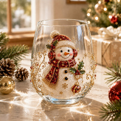 🎅Christmas Early Bird Sale🎄 3D Christmas Glass Art Cup | Luxury Raised Holiday Glassware for Drinks, Decor & Christmas Gifts 🎁