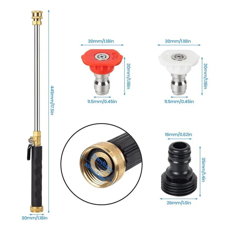 💦 Jet Nozzle Power Washer for Garden Hose - 8X High Pressure Cleaning