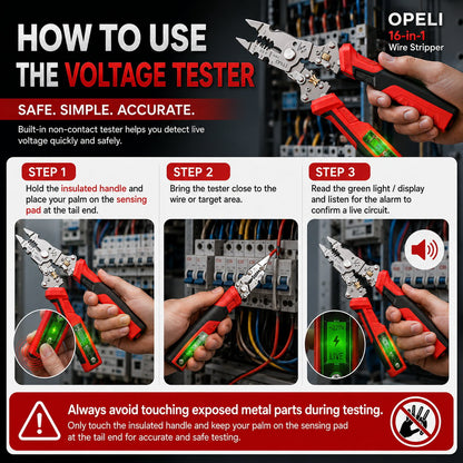 ⚡ 16-in-1 Electrical Pliers with Voltage Tester - Heavy-Duty Wire Stripper for Pros & DIYers!