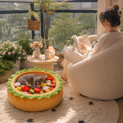 Realistic Burger Design Dog Snuffle Toy, Puzzle Play & Cozy Nap Bed for Puppies
