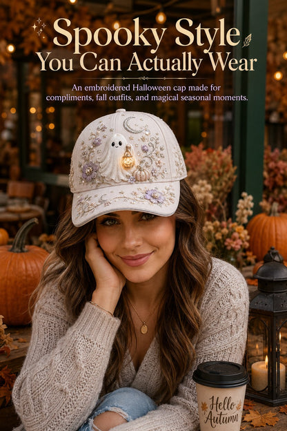 🎃 3D Halloween Embroidery Cap | Spooky Cute Adjustable Hat for Fall Outfits, Daily Styling & Halloween Parties