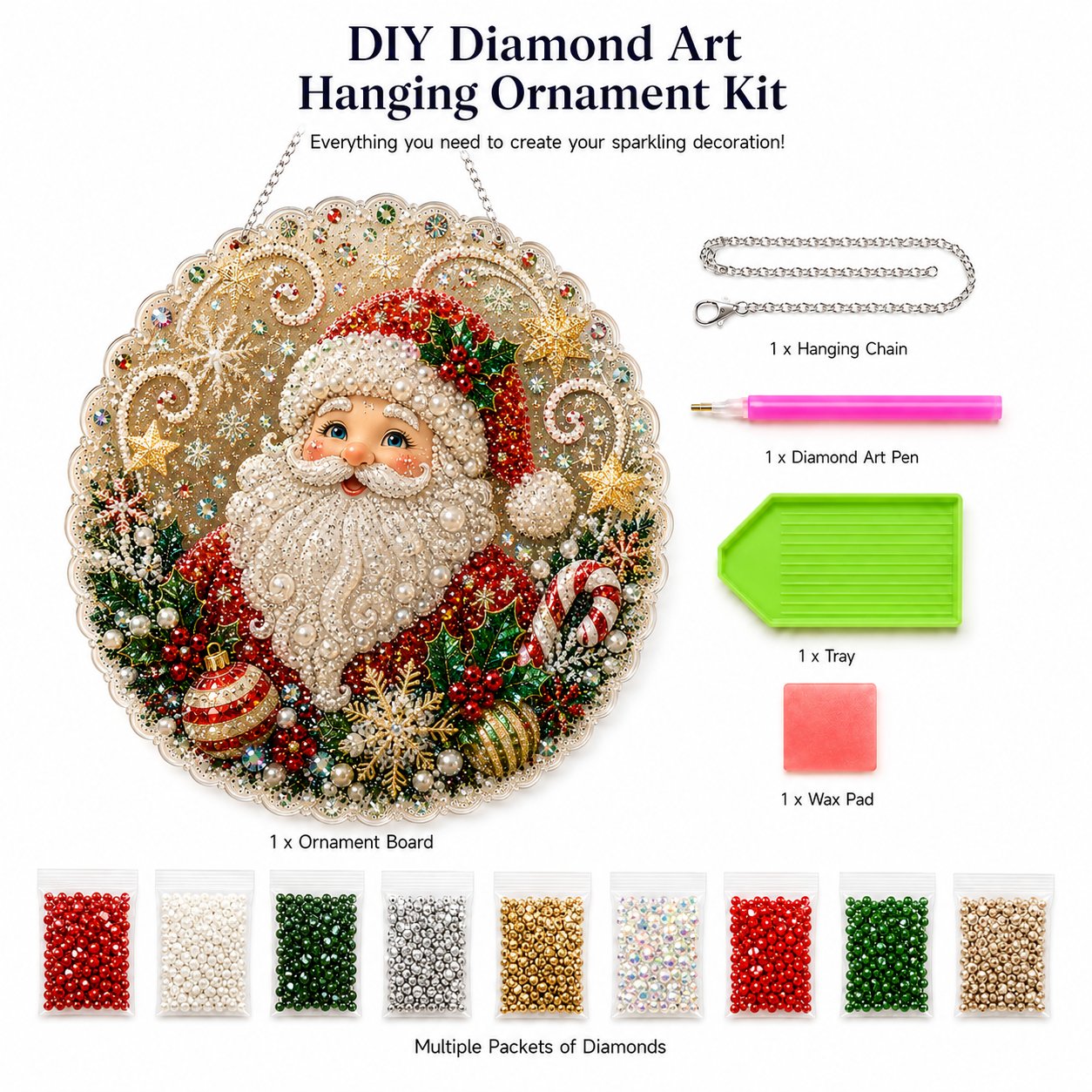 🎄 LAST DAY 49% OFF – ✨ Christmas Pearl Diamond Art Hanging Ornament Kit  🎅💎