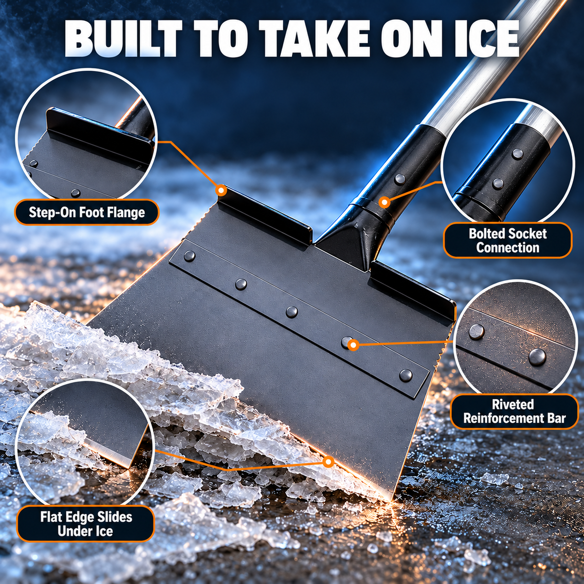 ❄️ Driveway Ice Scraper with 63-Inch Long Handle