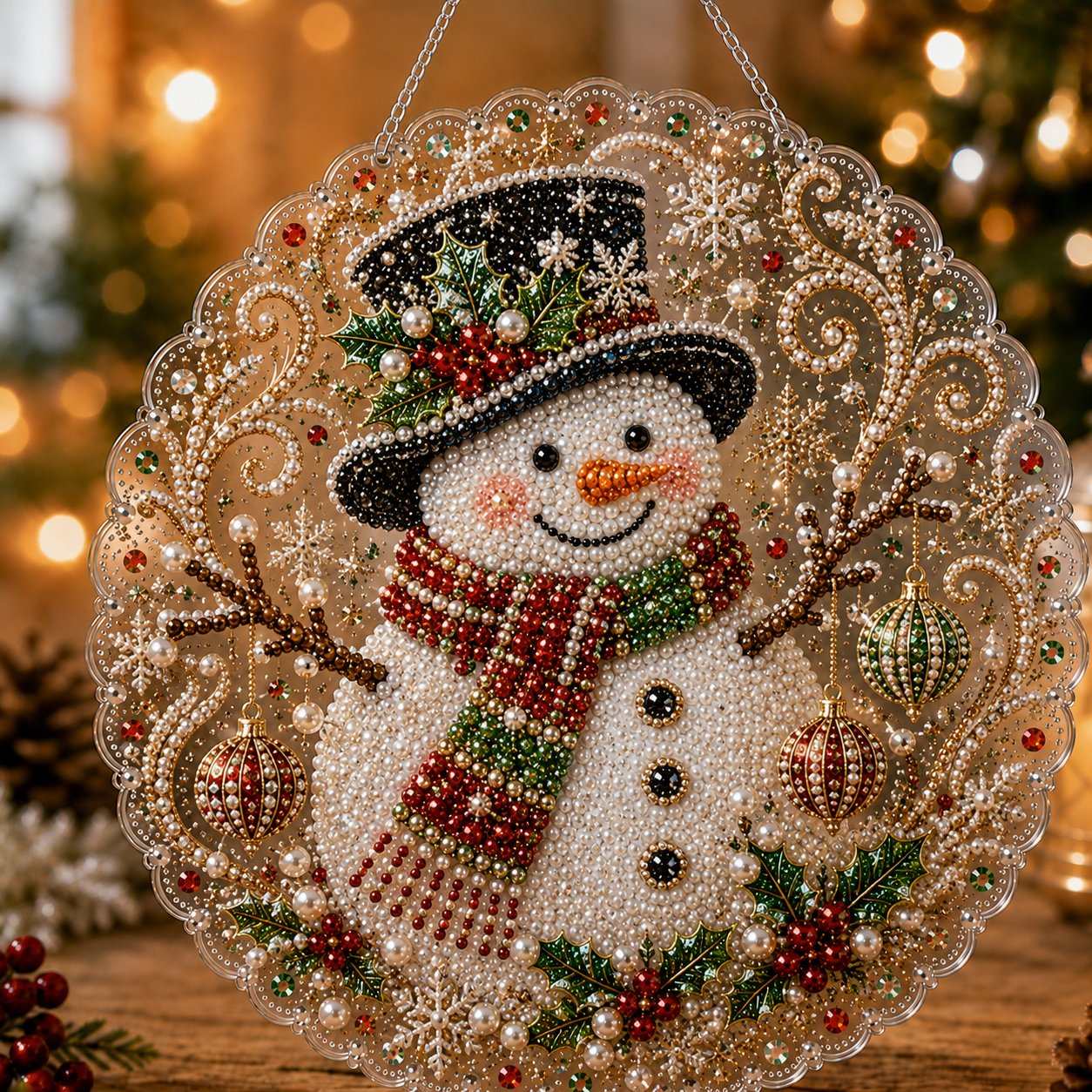 🎄 LAST DAY 49% OFF – ✨ Christmas Pearl Diamond Art Hanging Ornament Kit  🎅💎