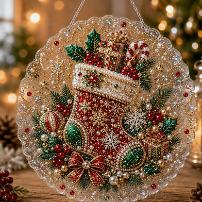 🎄 LAST DAY 49% OFF – ✨ Christmas Pearl Diamond Art Hanging Ornament Kit  🎅💎