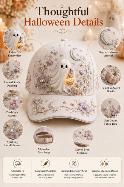 🎃 3D Halloween Embroidery Cap | Spooky Cute Adjustable Hat for Fall Outfits, Daily Styling & Halloween Parties