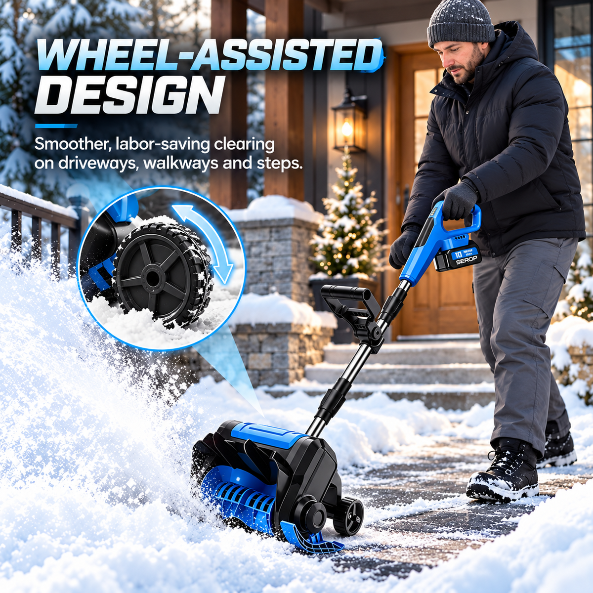 ❄️ Brushless Cordless Electric Snow Shovel with Wheels ⚡