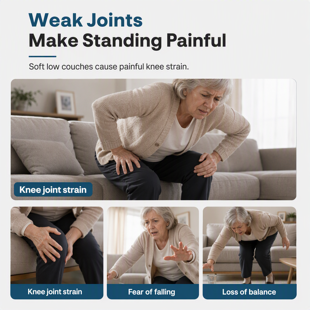 Sofa Stand Assist Rail for Seniors - Stainless Steel Standing Aid Grab Bar Mobility Aid