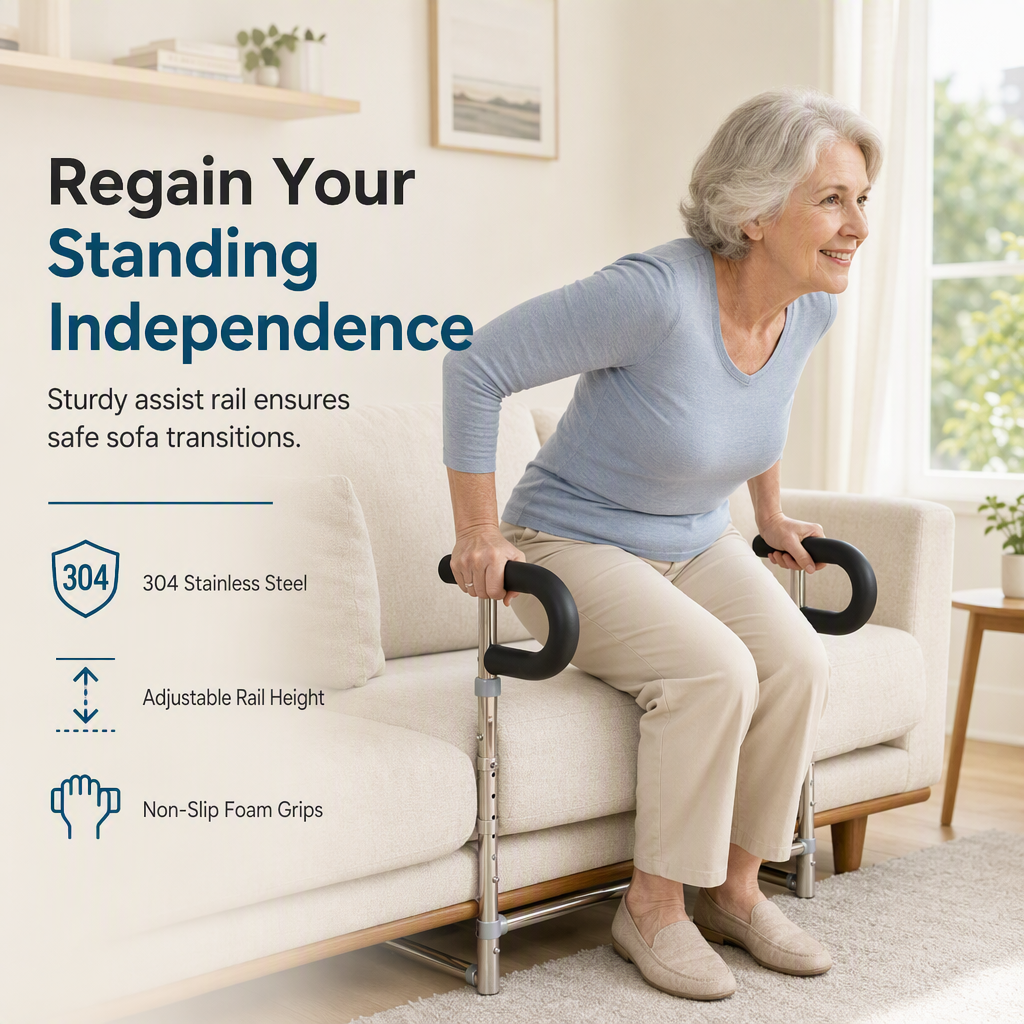 Sofa Stand Assist Rail for Seniors - Stainless Steel Standing Aid Grab Bar Mobility Aid