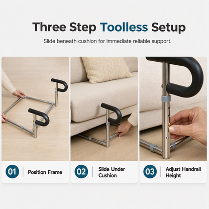 Sofa Stand Assist Rail for Seniors - Stainless Steel Standing Aid Grab Bar Mobility Aid