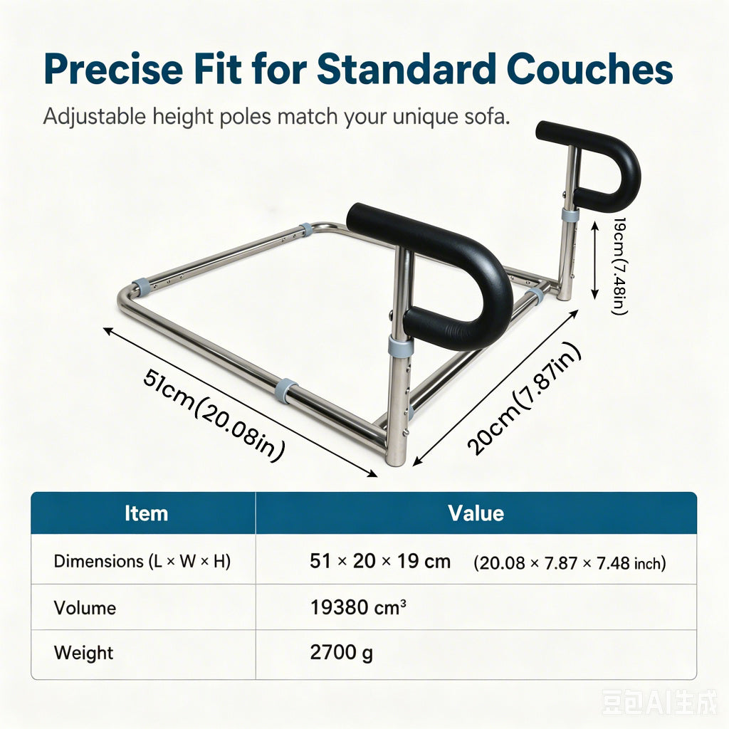Sofa Stand Assist Rail for Seniors - Stainless Steel Standing Aid Grab Bar Mobility Aid
